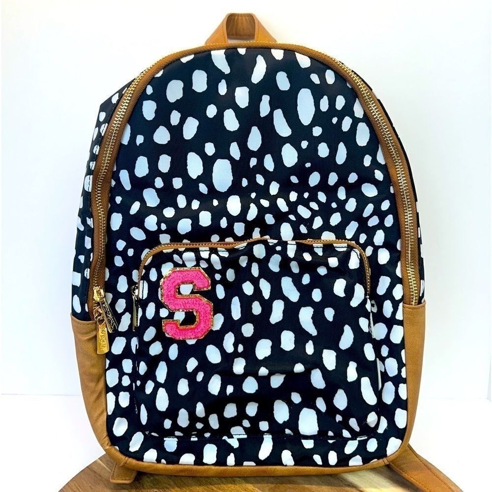 VIV & LOU Spotted Lauren Backpack S Hot Pink Chenille Patch Back Pack